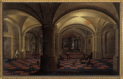 Vaulted interior with figures by Pieter the Elder Neeffs
